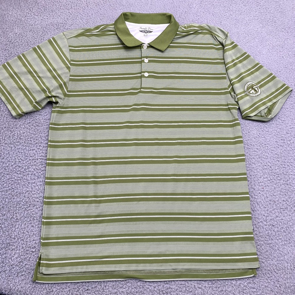 Straight Down Polo Shirt Adult Extra Large Green Golf Lightweight Stretch Mens *